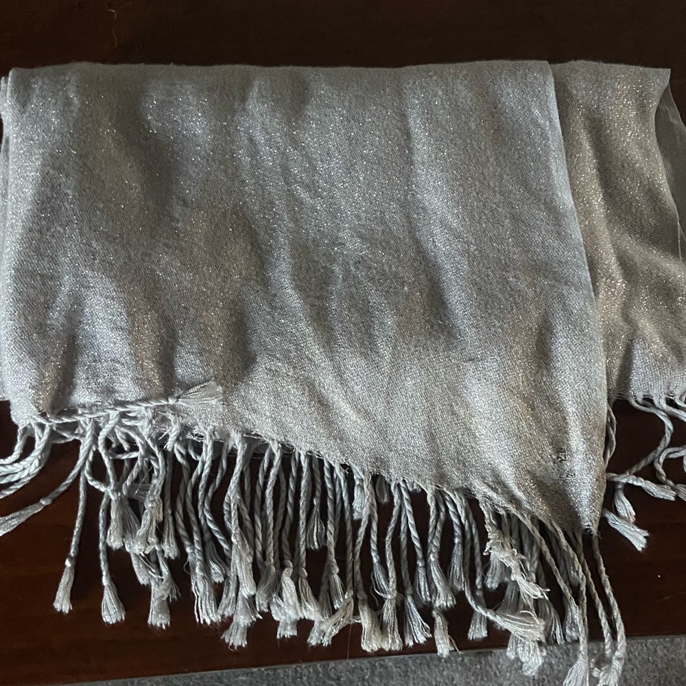 Silver Sparkle Scarf with fringes
